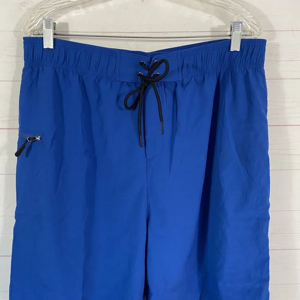 Pinkbomb Mens Lined Hybrid Swim Activewear Shorts XL Blue Elastic Waist Pocket